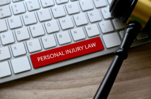 Image of computer keyboard with personal text injury lawsuits